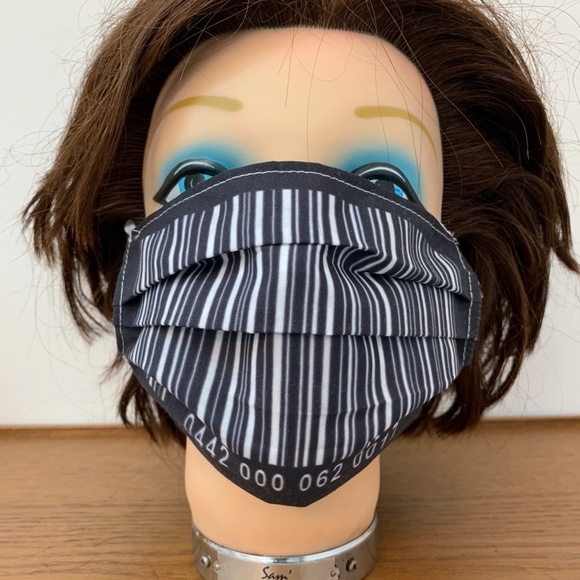 FACE MASK 2 layer Cloth BARCODE Adjust Ear Loop - Picture 2 of 11